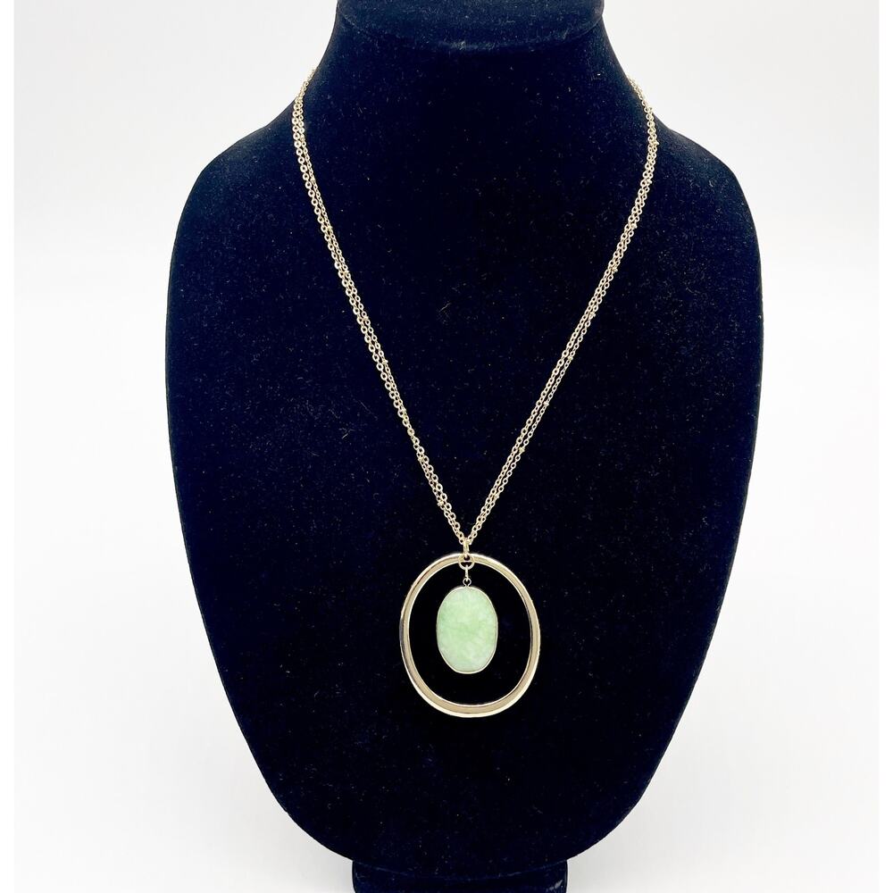 Massini Womens Necklace Earrings Set Green Stone Gold Boho Statement Jewelry